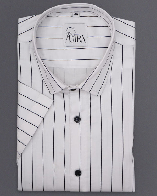 knee length dresses for ladies Nerbian-Bright White And Jade Black Stripes Formal Premium Cotton Shirt For  Men