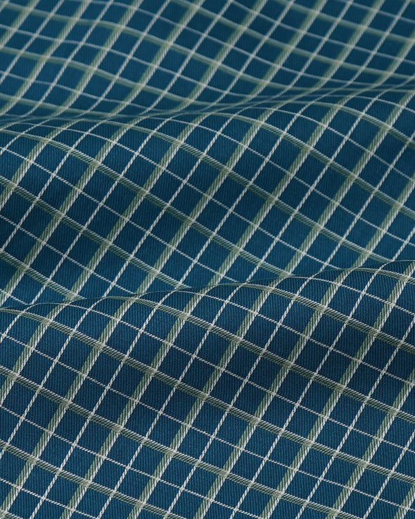 Women Royal Blue Yarn dyed Check Oversized Shirt