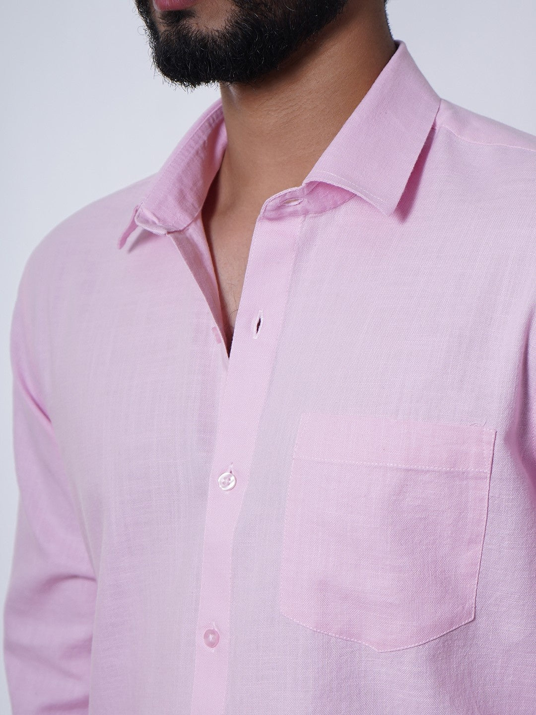 Men Pink Slub Cotton Shirt