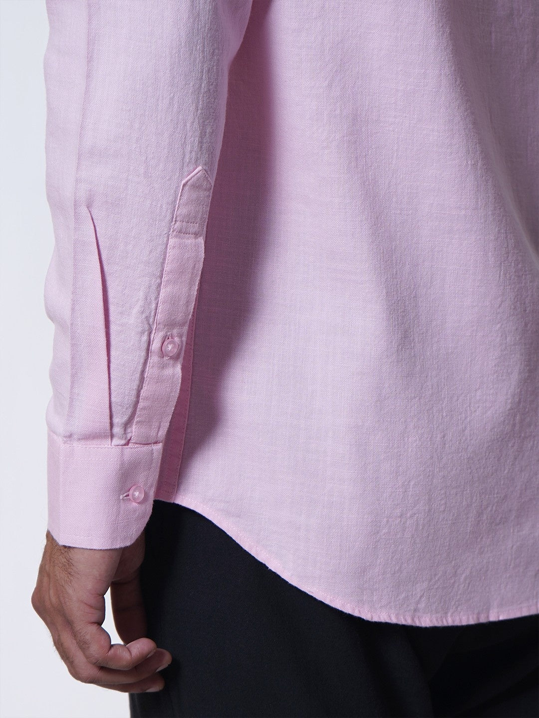 Men Pink Slub Cotton Shirt