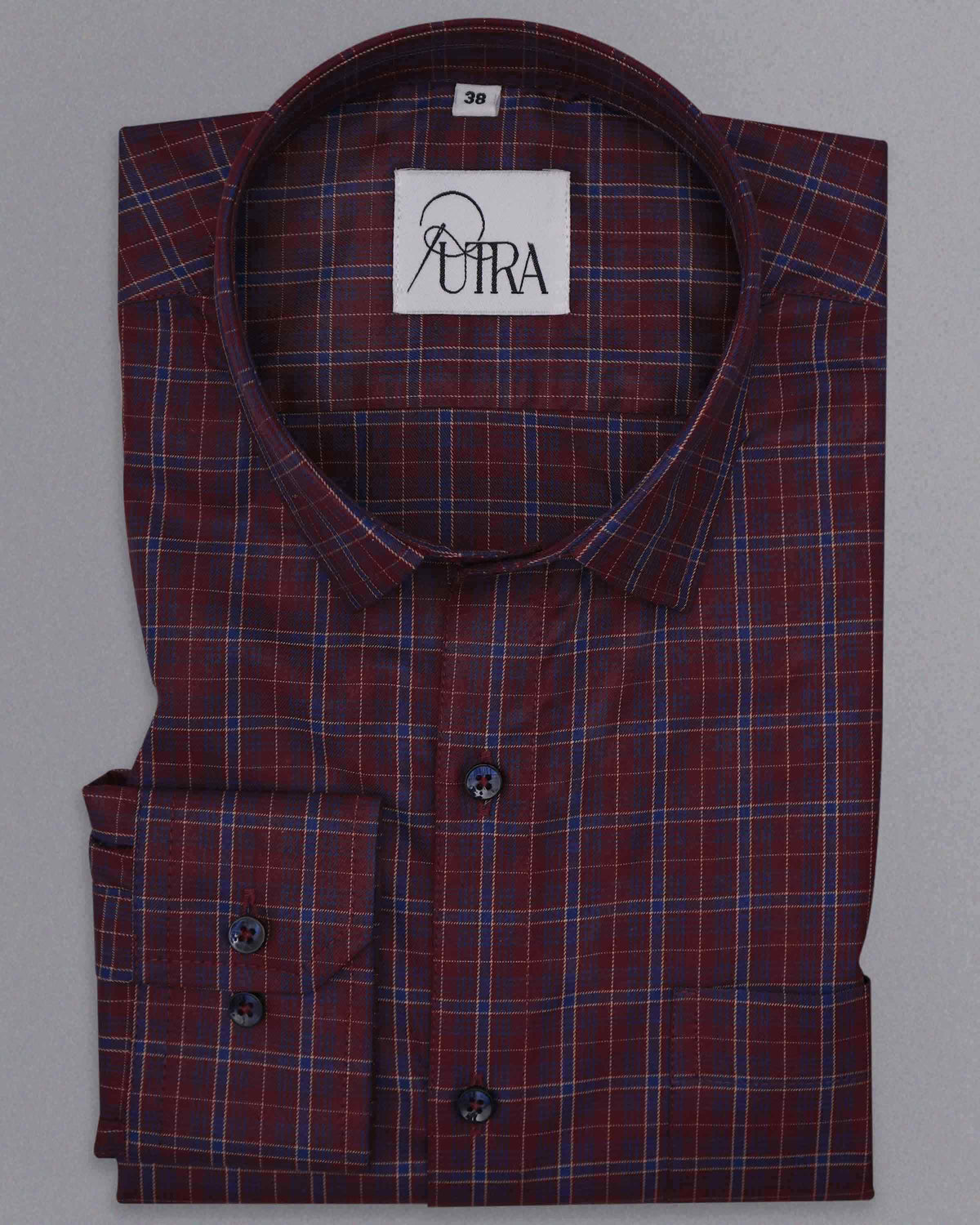 Premium 100% Cotton Yarn-Dyed Shirt – Rich Burgundy Plaid Pattern