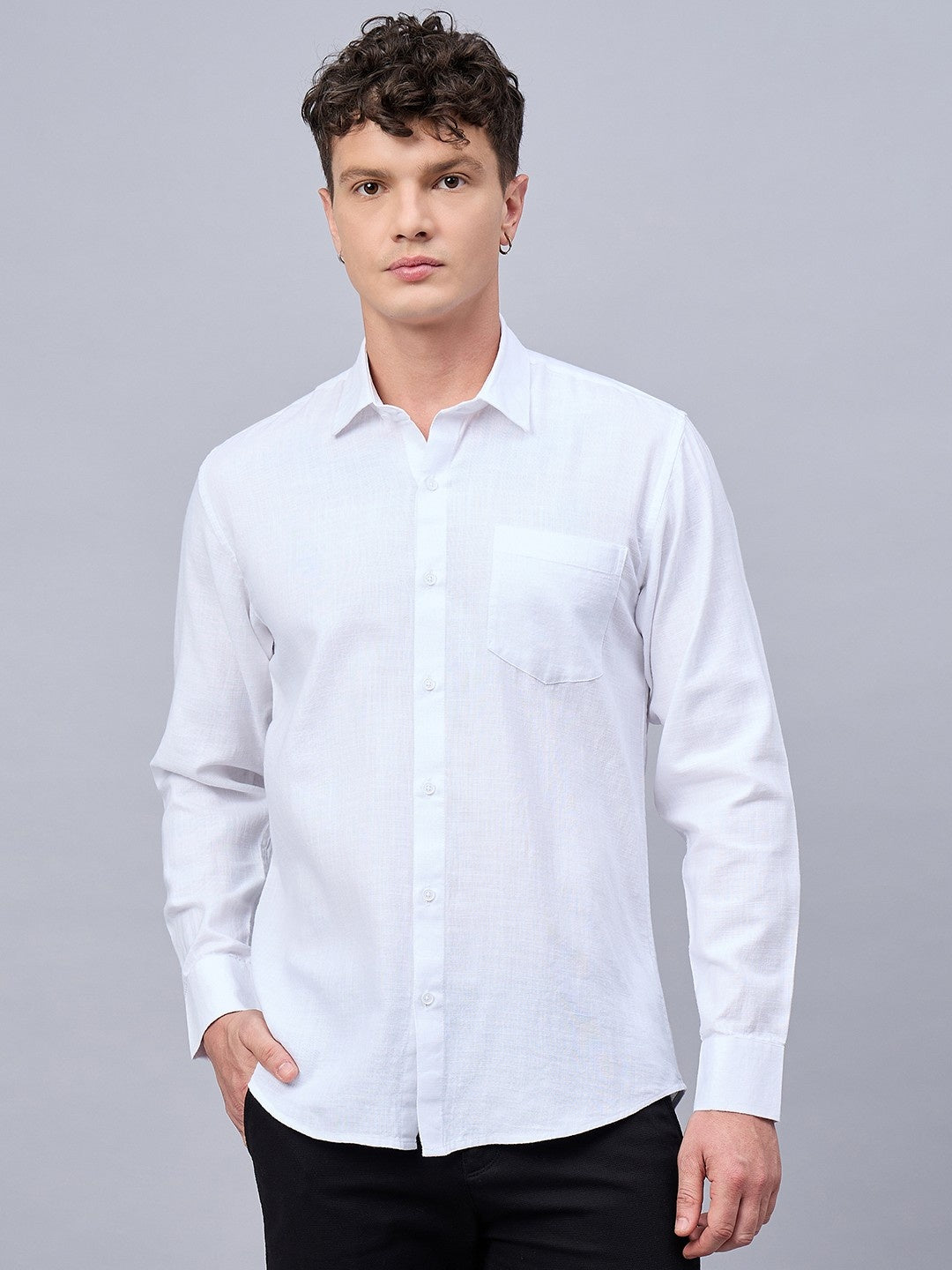 Mens Timeless White Slub Cotton Shirt
