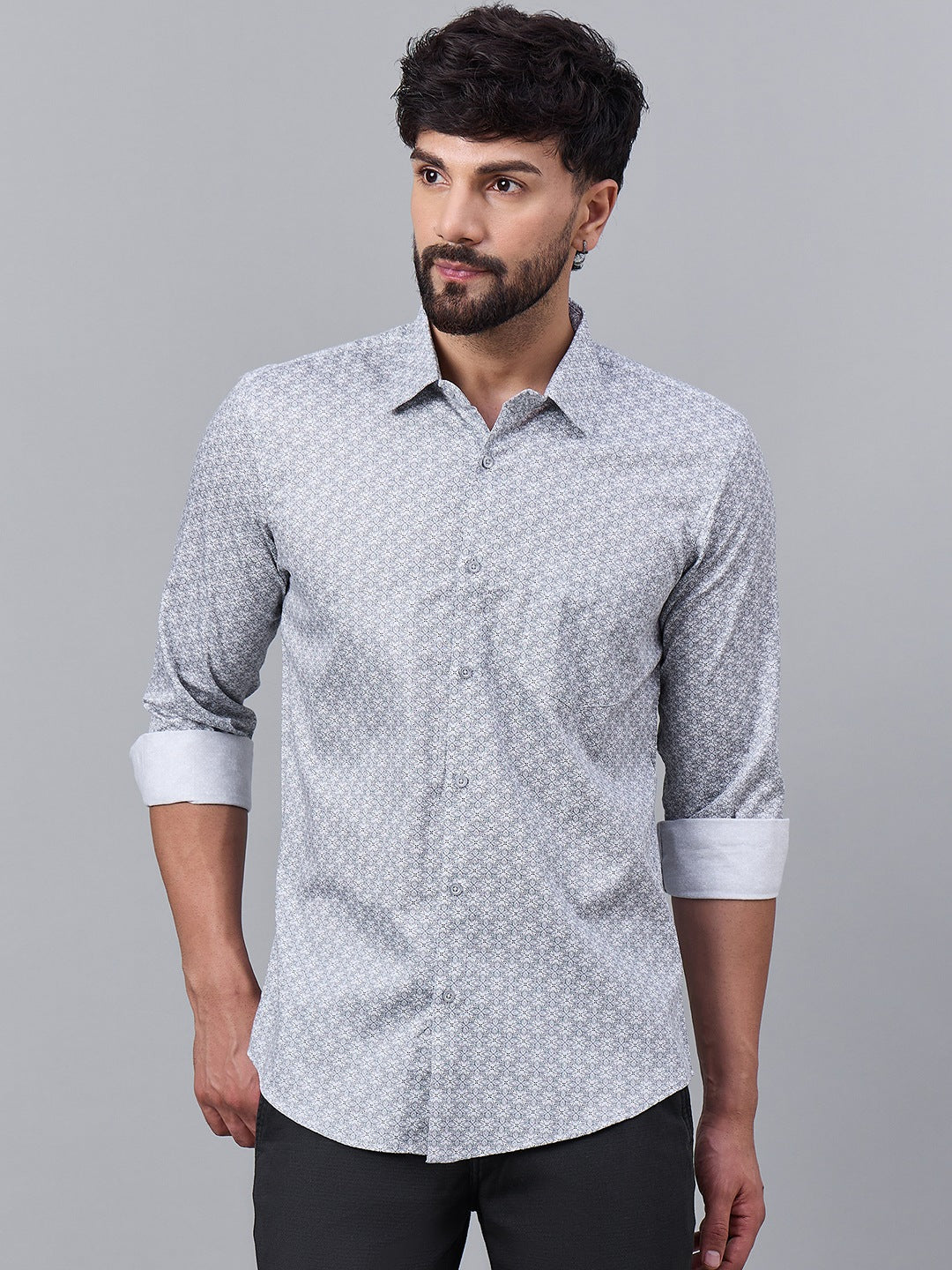 Men Luxe Green Satin Intricate All-Over Printed Shirt