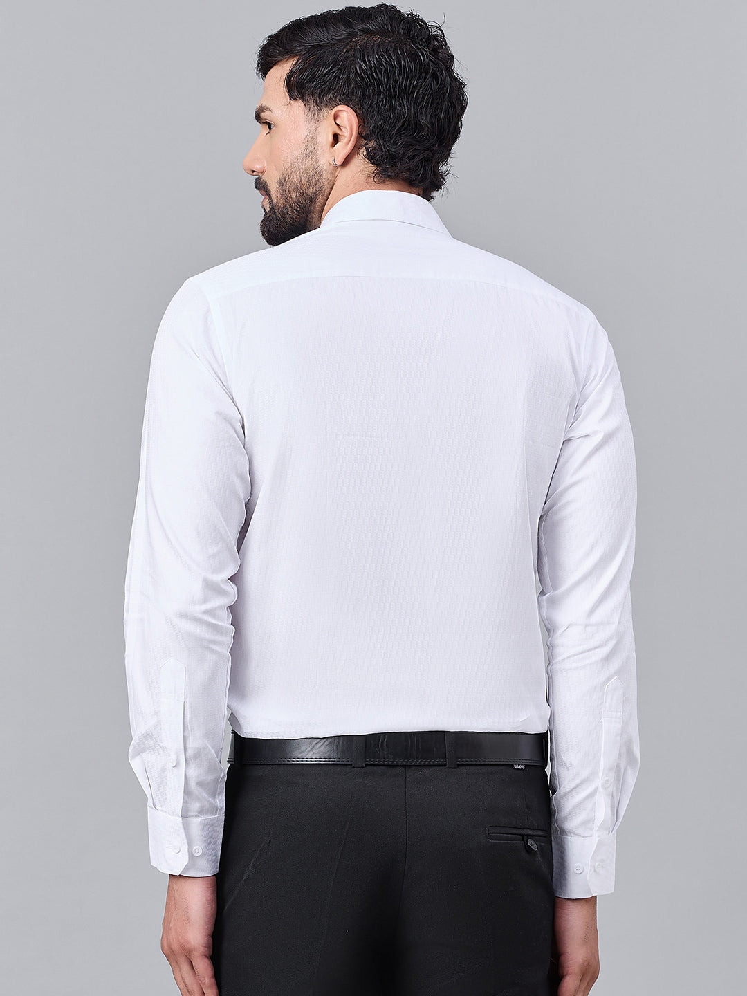 Men White Satin Textured Formal Shirt