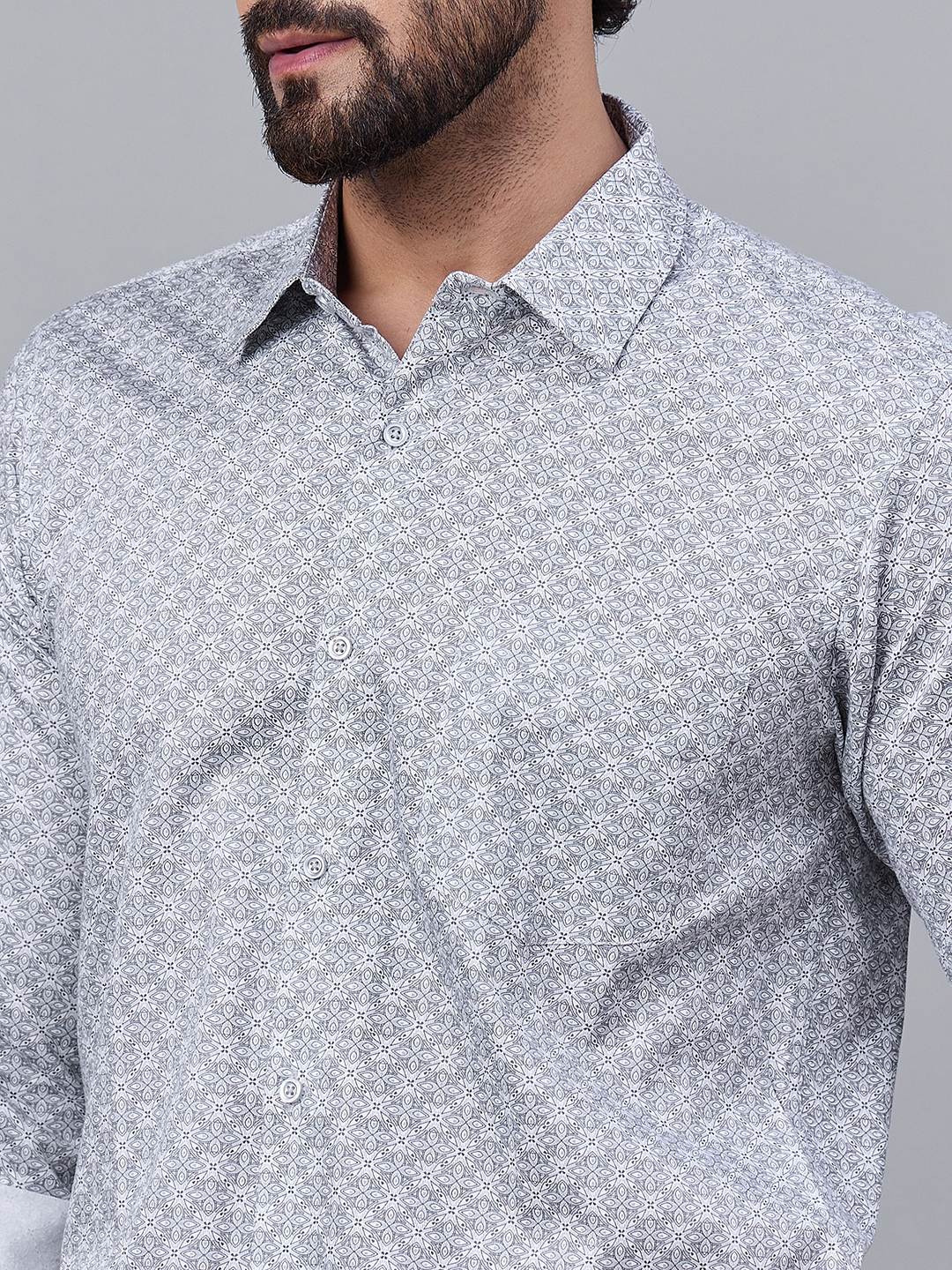 Men Luxe Green Satin Intricate All-Over Printed Shirt