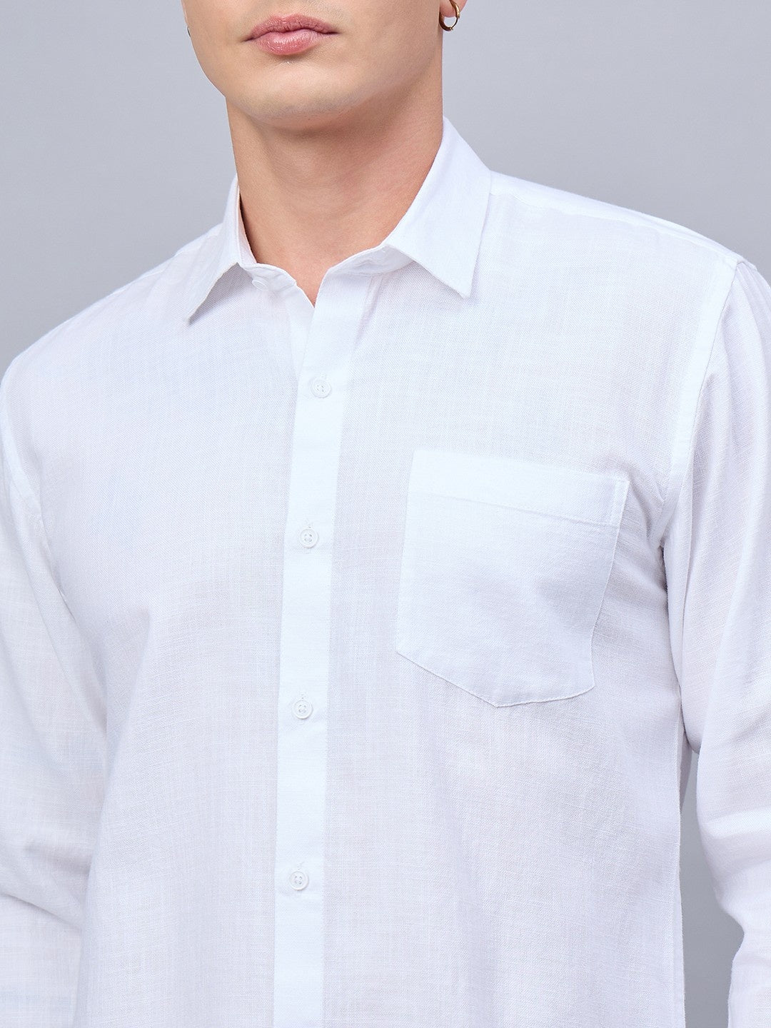 Mens Timeless White Slub Cotton Shirt