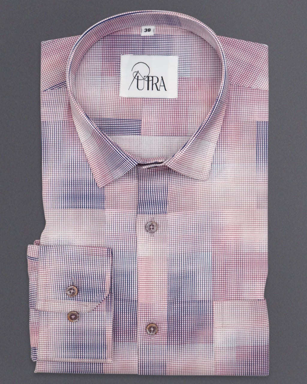 Elegant Pink and Blue Multitone Checkered Lycra Shirt