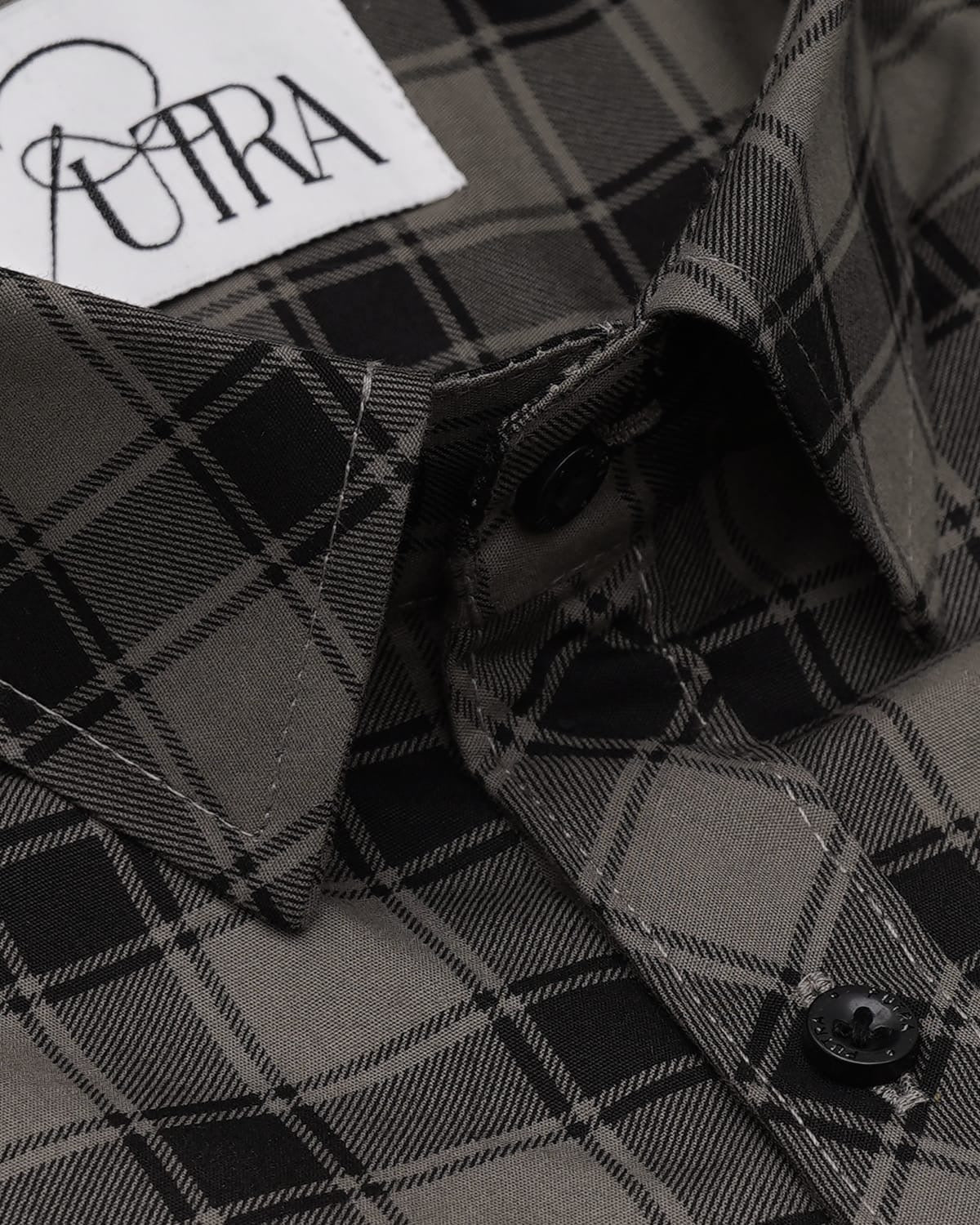 Classic Grey &amp; Black Plaid Cotton Shirt