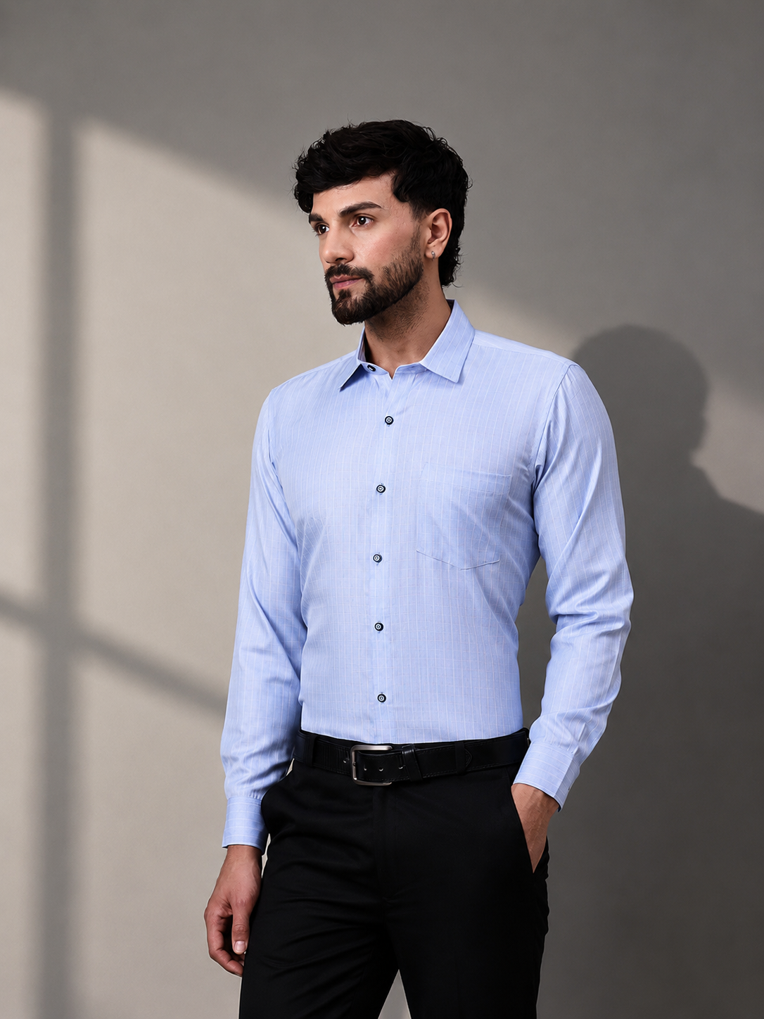 check blue shirt