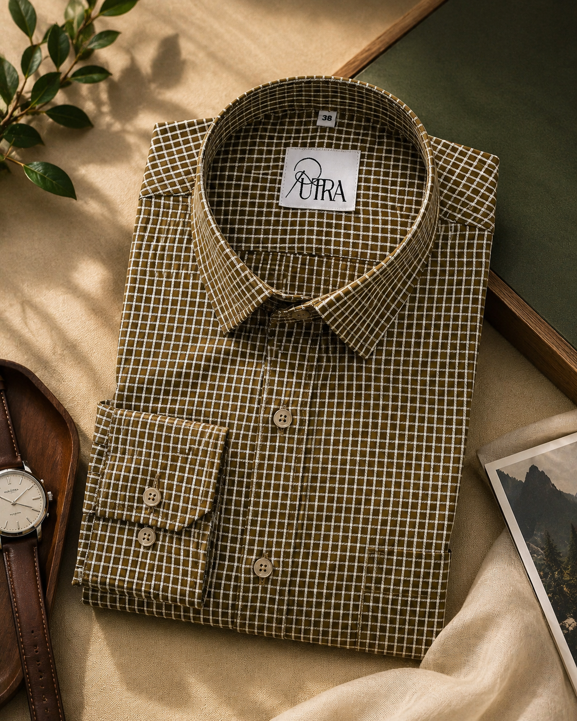 Sophisticated Brown Checkered Yarn-Dyed Cotton Shirt