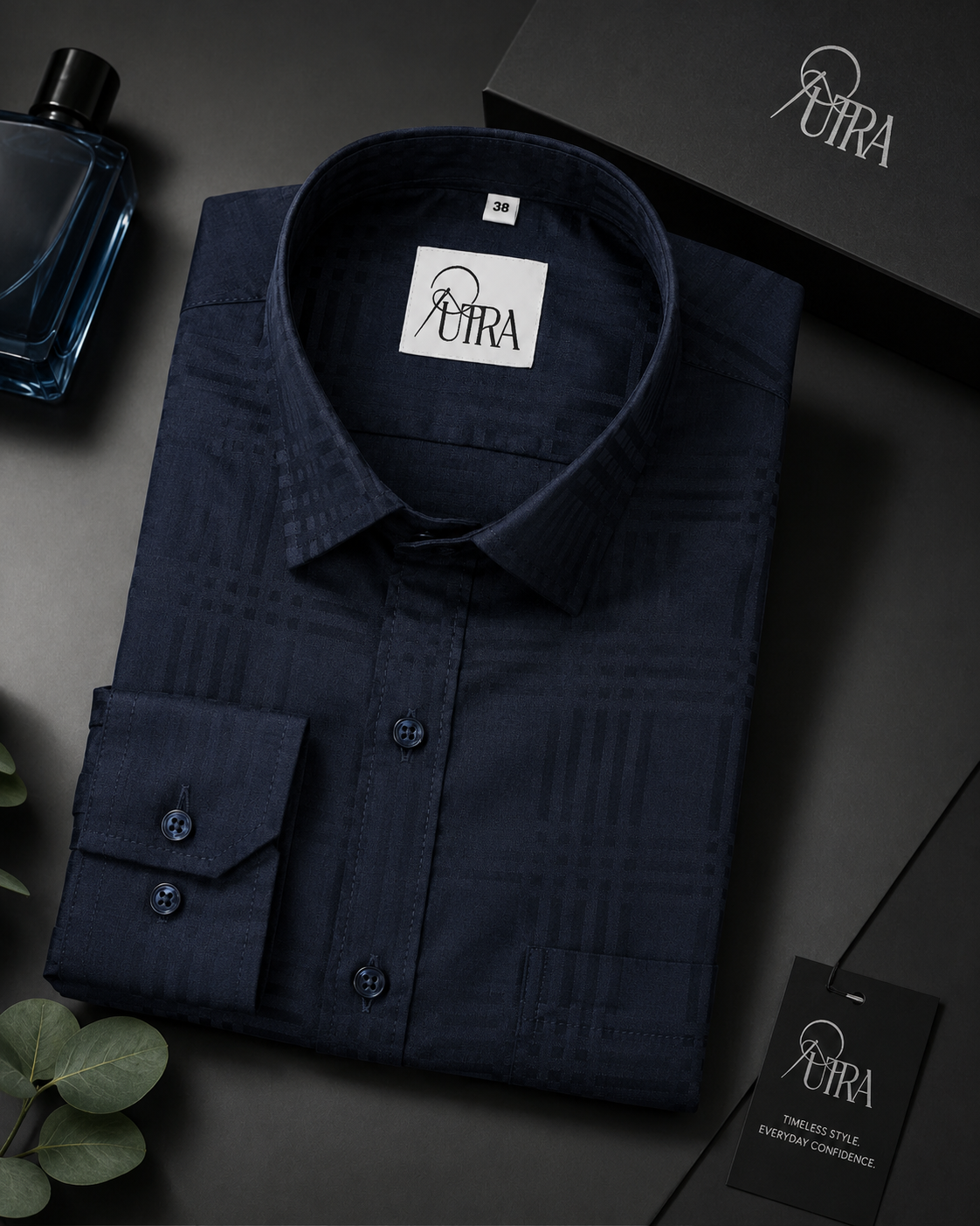 Sophisticated Navy Blue Lycra Shirt