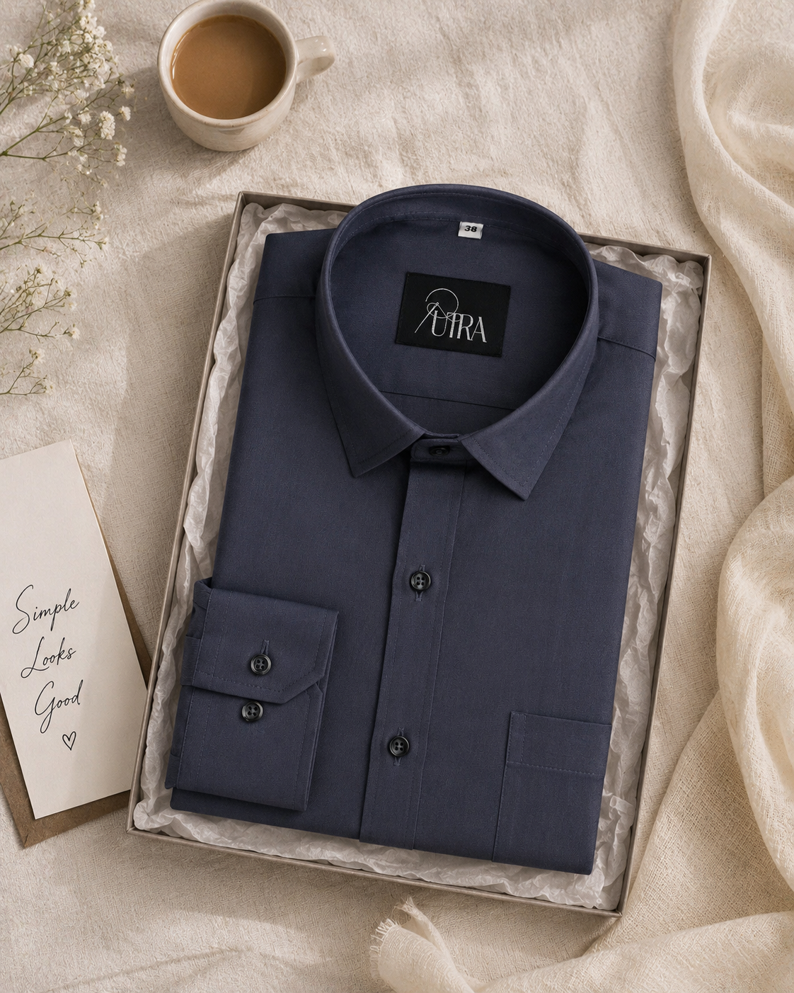 Classic Charcoal Black Premium Solid Lycra Shirt
