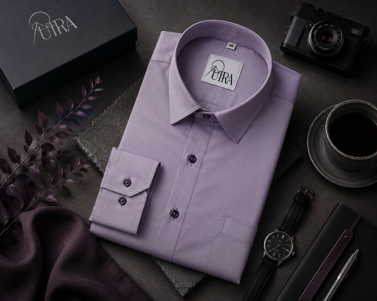 Elegant Lavender Solid Lycra Shirt