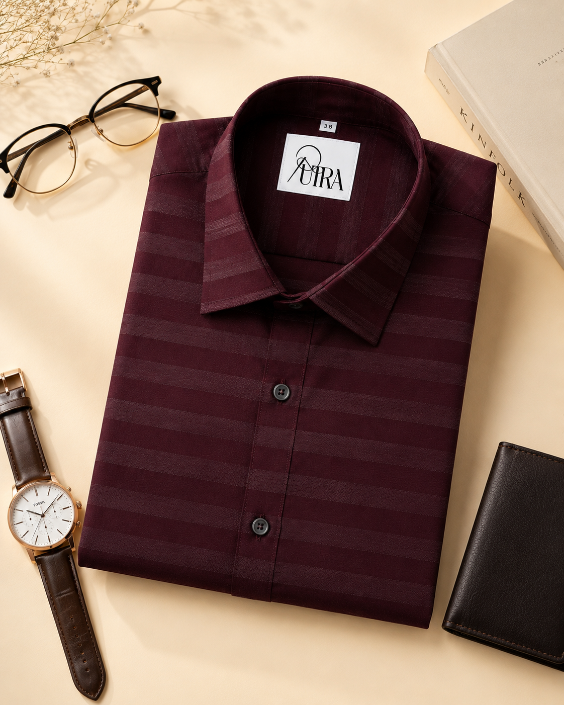 Men Maroon and Charcoal 100% Cotton Striped Shirt