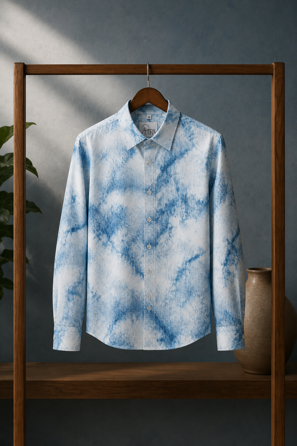 Cloud Wash Blue Printed Cotton Shirt