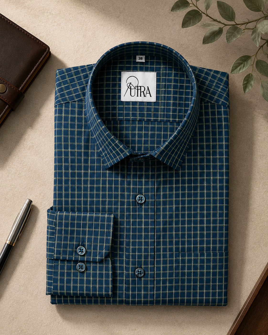 Classic 100% Cotton Yarn-Dyed Checkered Shirt – Modern Elegance in Blue