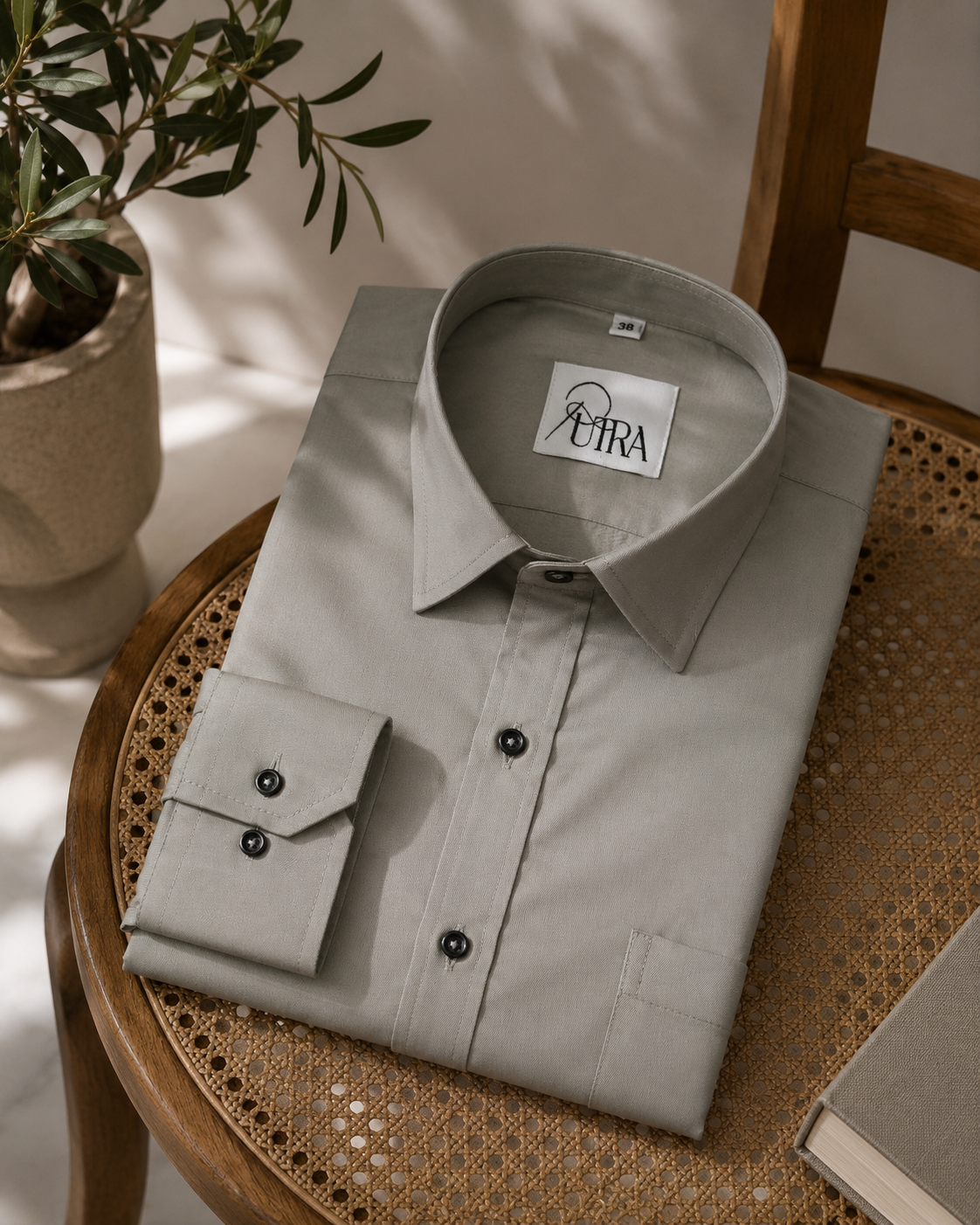 Elegant Light Grey Solid Lycra Shirt