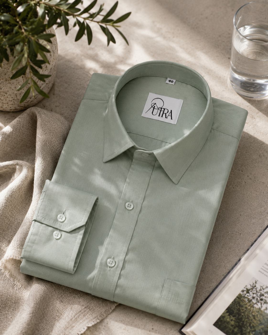 Men's Pastel Sage Sophistication Cotton Satin Shirt