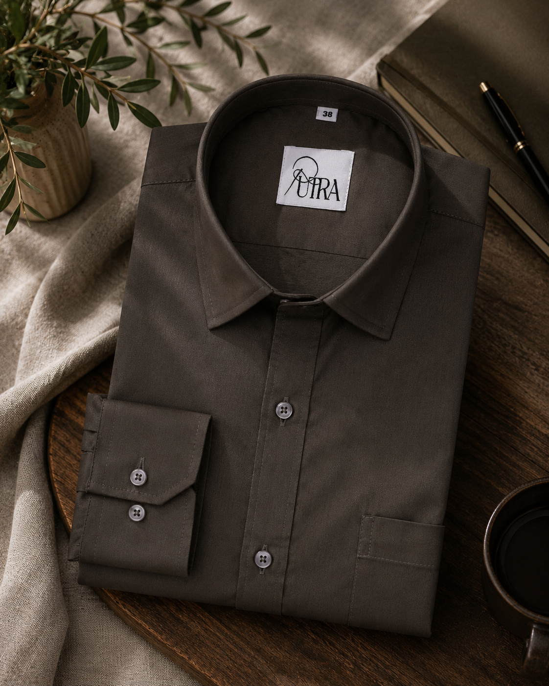 Men's brown Elegance Cotton Satin Shirt