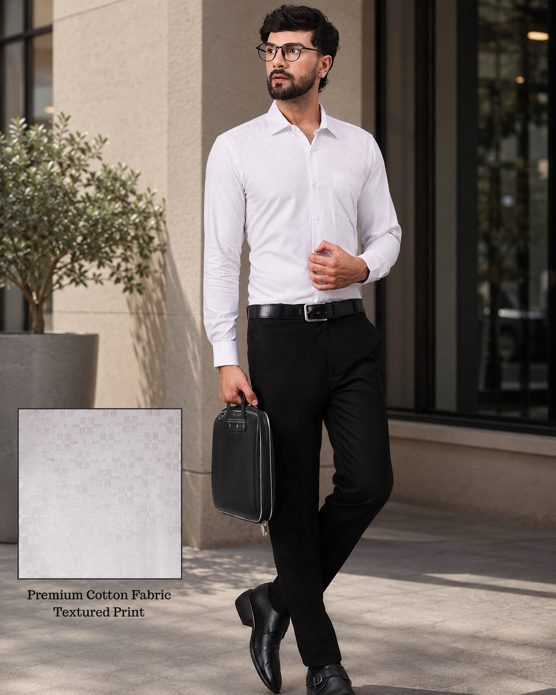 Pure White Satin Finish Shirt with Subtle Texture