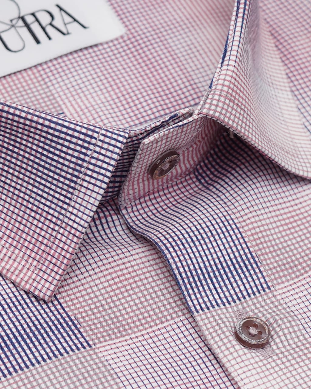 Elegant Pink and Blue Multitone Checkered Lycra Shirt