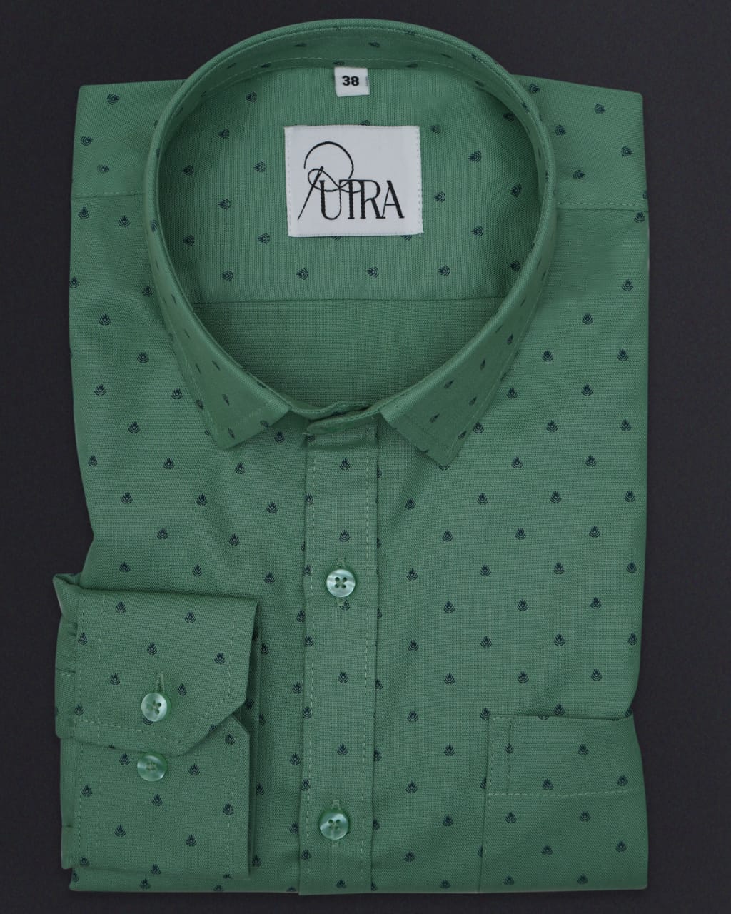 Stylish Green Printed Formal Shirt - Main Image