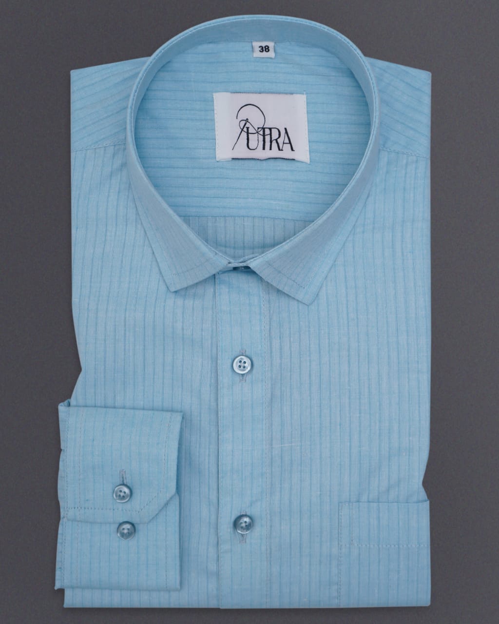 Mens Sky Blue Striped Cotton Shirt