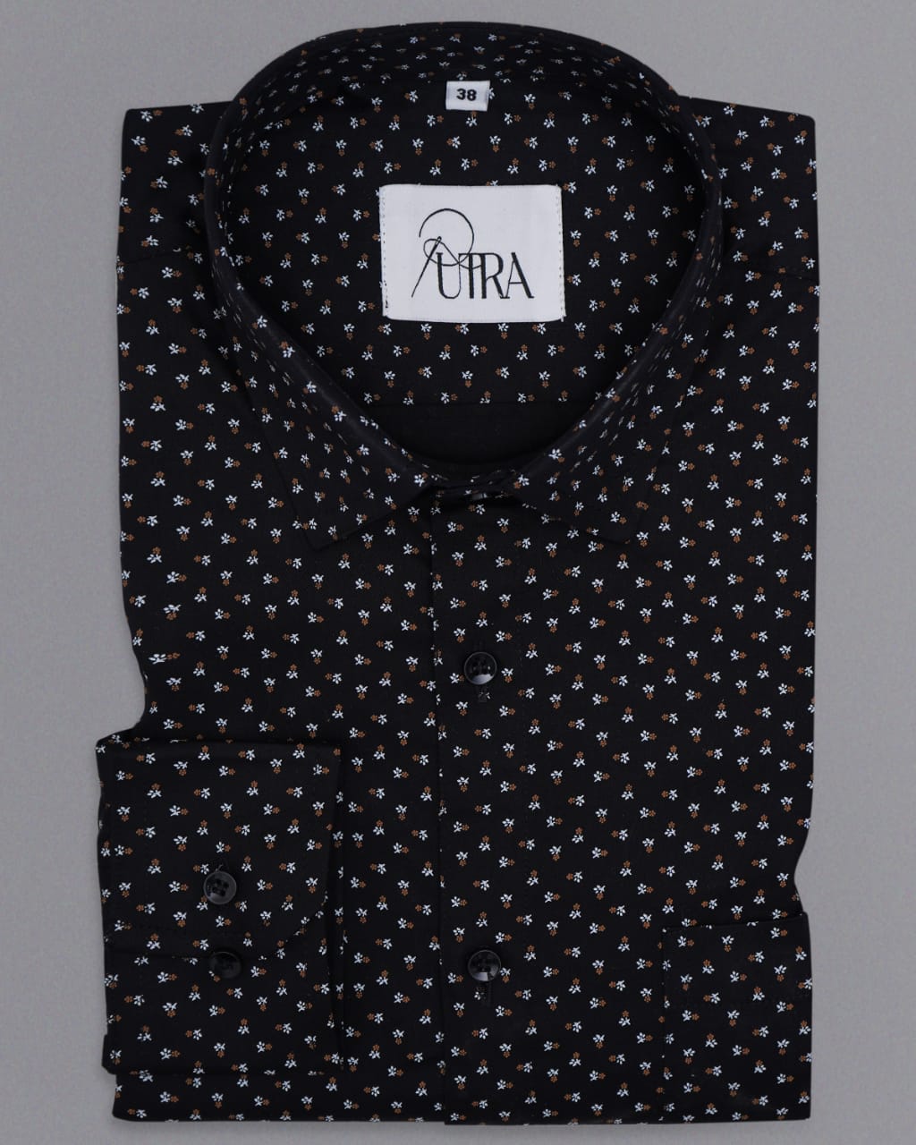 Men Black Printed cotton Shirt