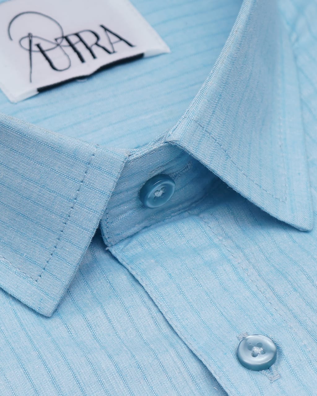 Mens Sky Blue Striped Cotton Shirt