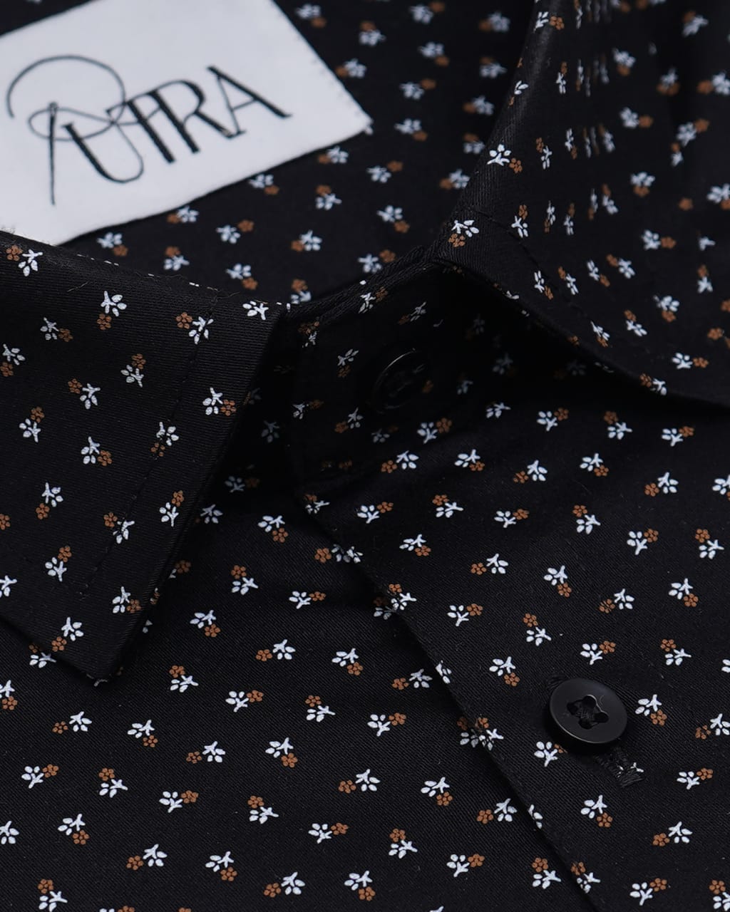 Men Black Printed cotton Shirt