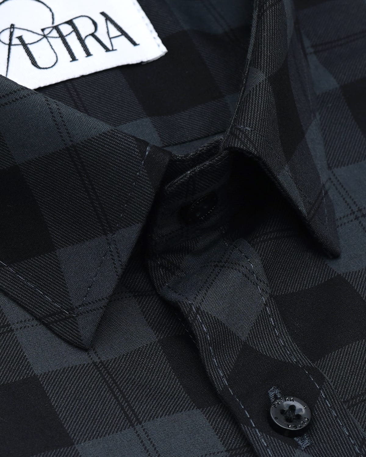 Men black and grey checked shirt