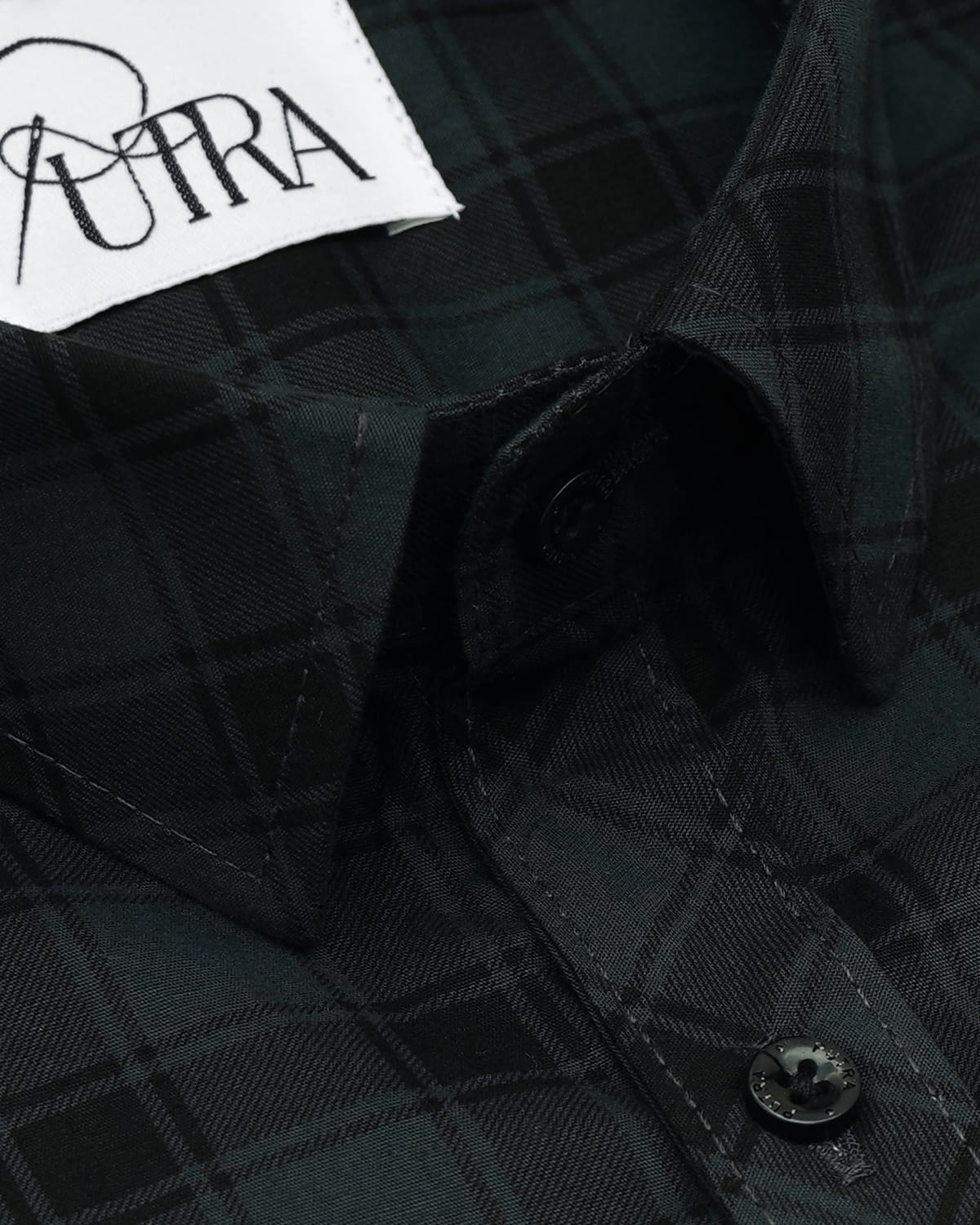 Men Dark Green and black Checked Cotton shirt