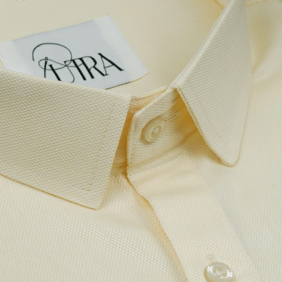 Elegant Yellow Yarn-Dyed 100% Cotton Shirt