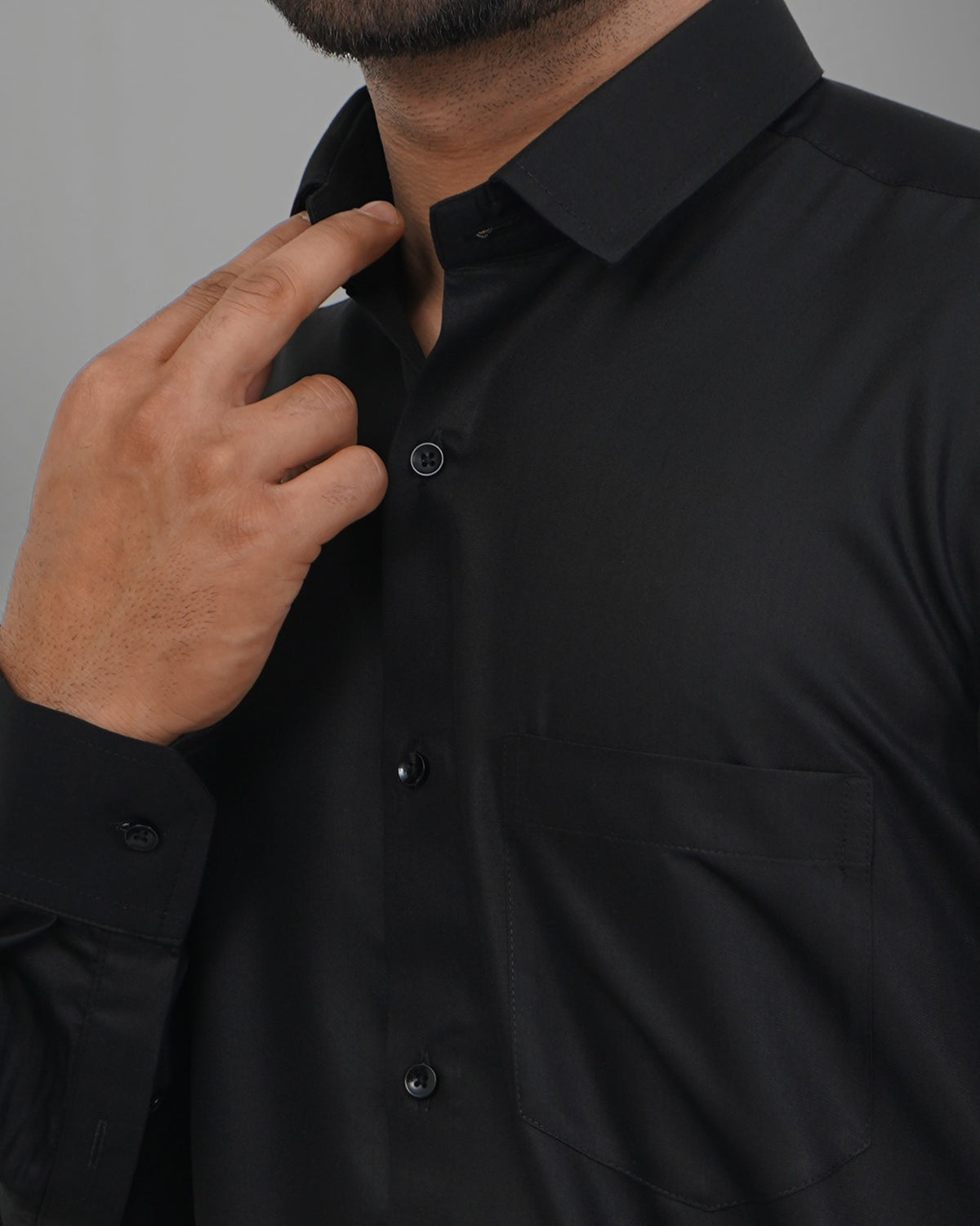 Refined Black Cotton Yarn-Dyed 100% Cotton Shirt