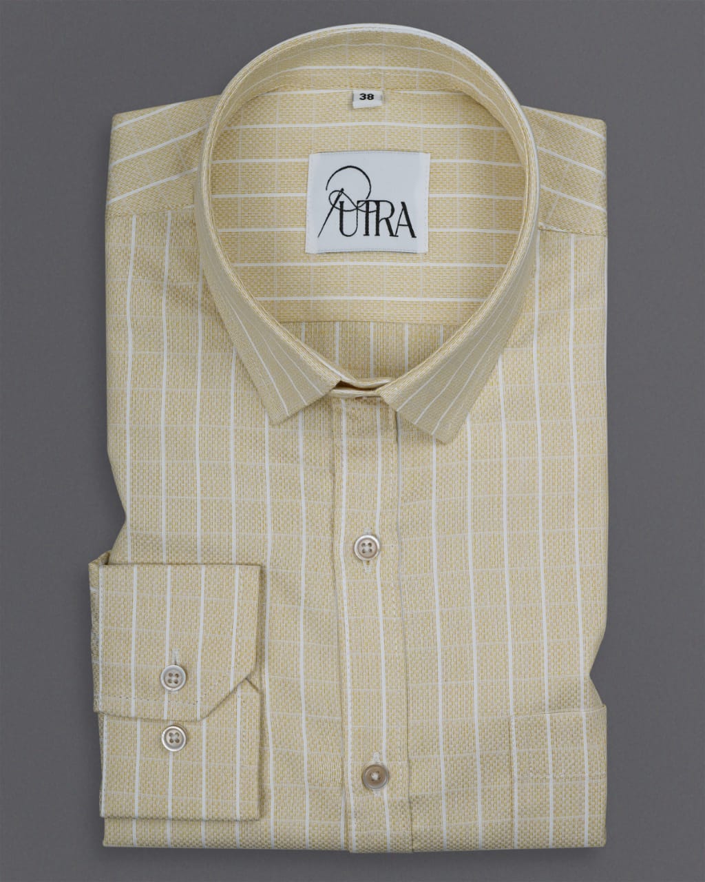 Timeless Elegance: Beige Yarn-Dyed 100% Cotton Shirt