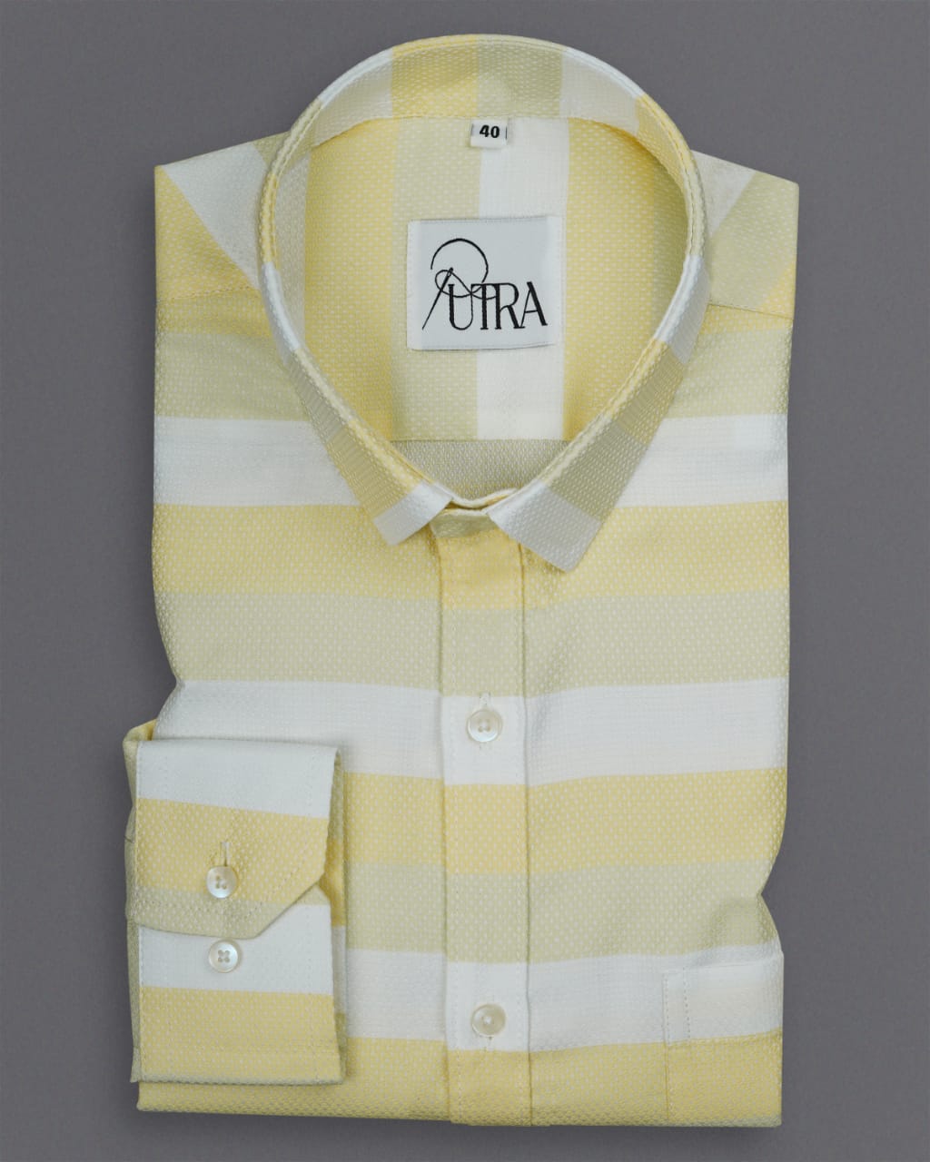 Elegant Yellow and White Striped 100% Cotton Yarn-Dyed Shirt