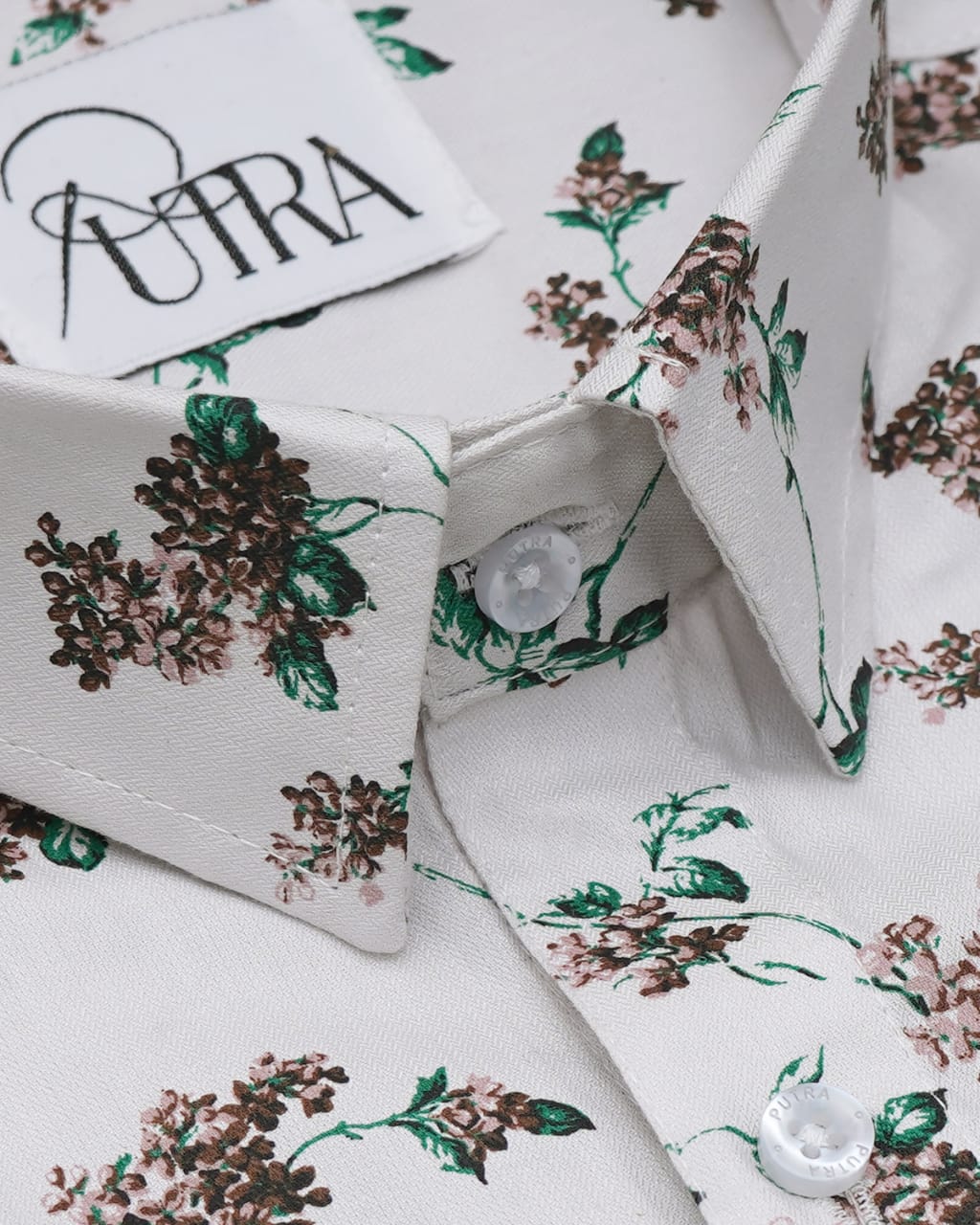 White Shirt with Floral Patterns