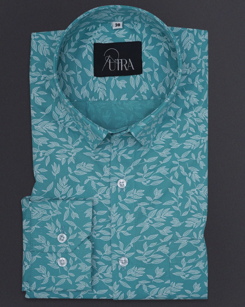 Blue Shirt with White Floral Print