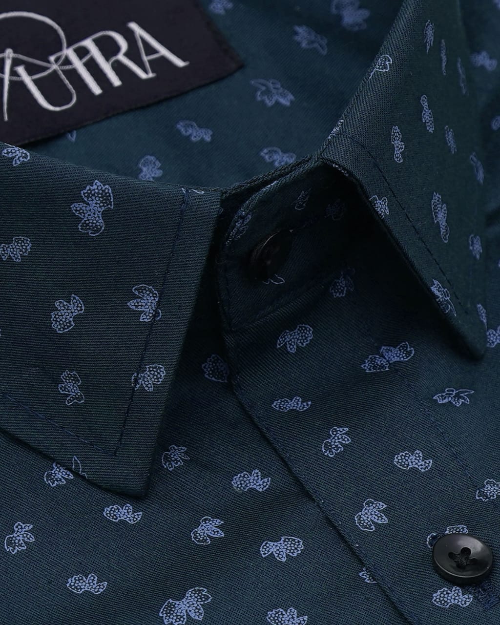 Navy Blue Shirt with Gray Micro Print