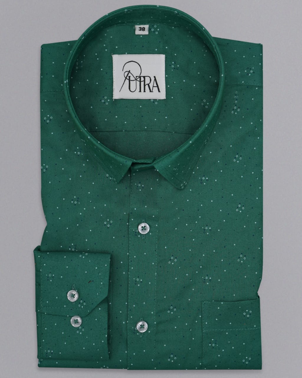 Green Shirt with Small White Prints