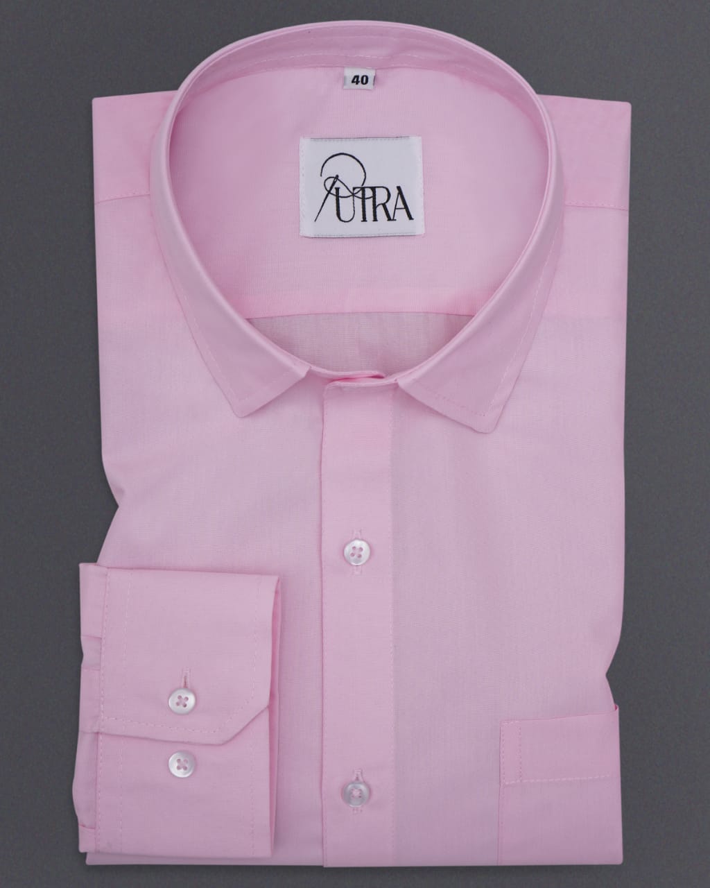 Men&#39;s Gentle Baby Pink Polyester Cotton solid Shirt