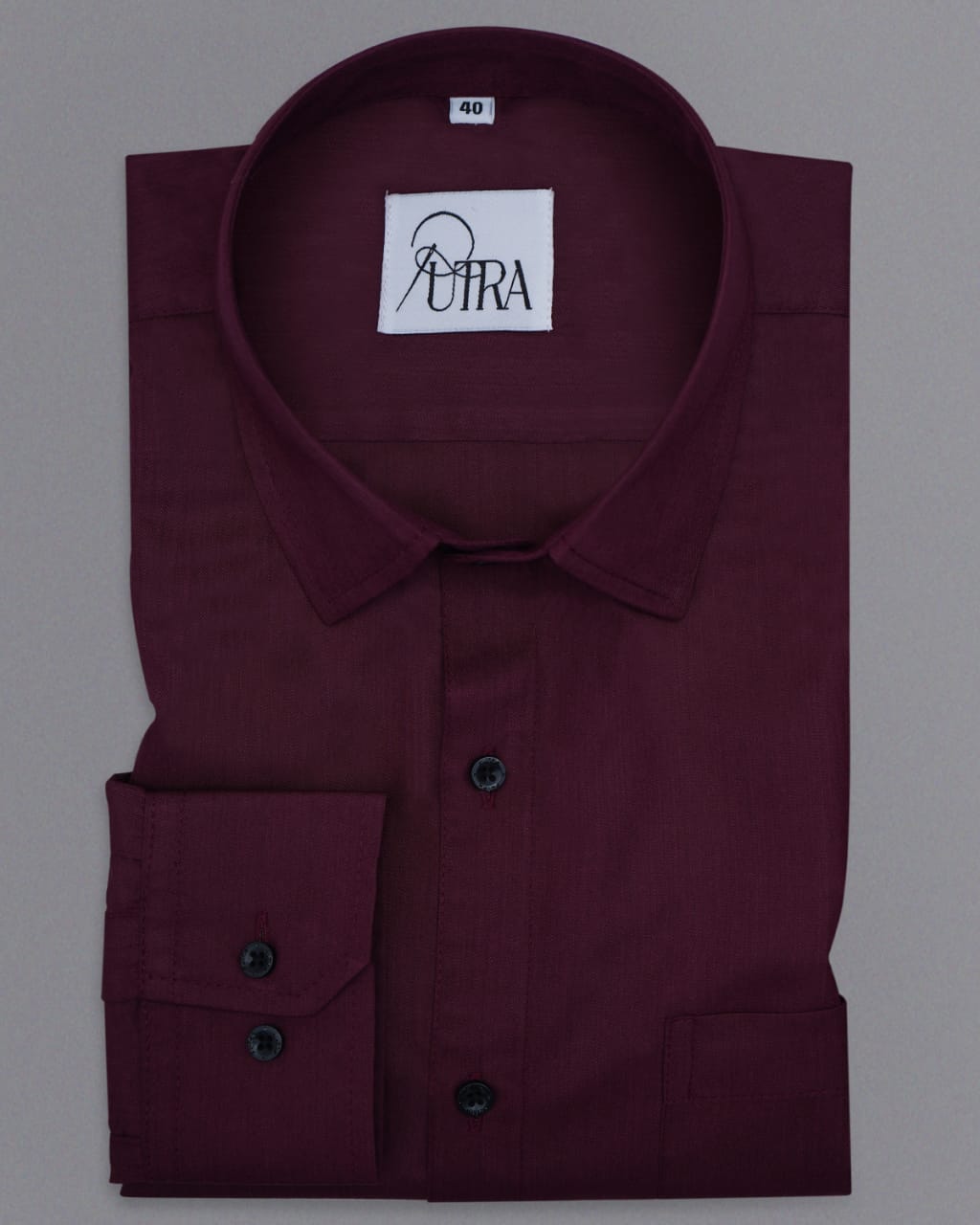 Men&#39;s Rich Maroon Polyester Cotton solid Shirt