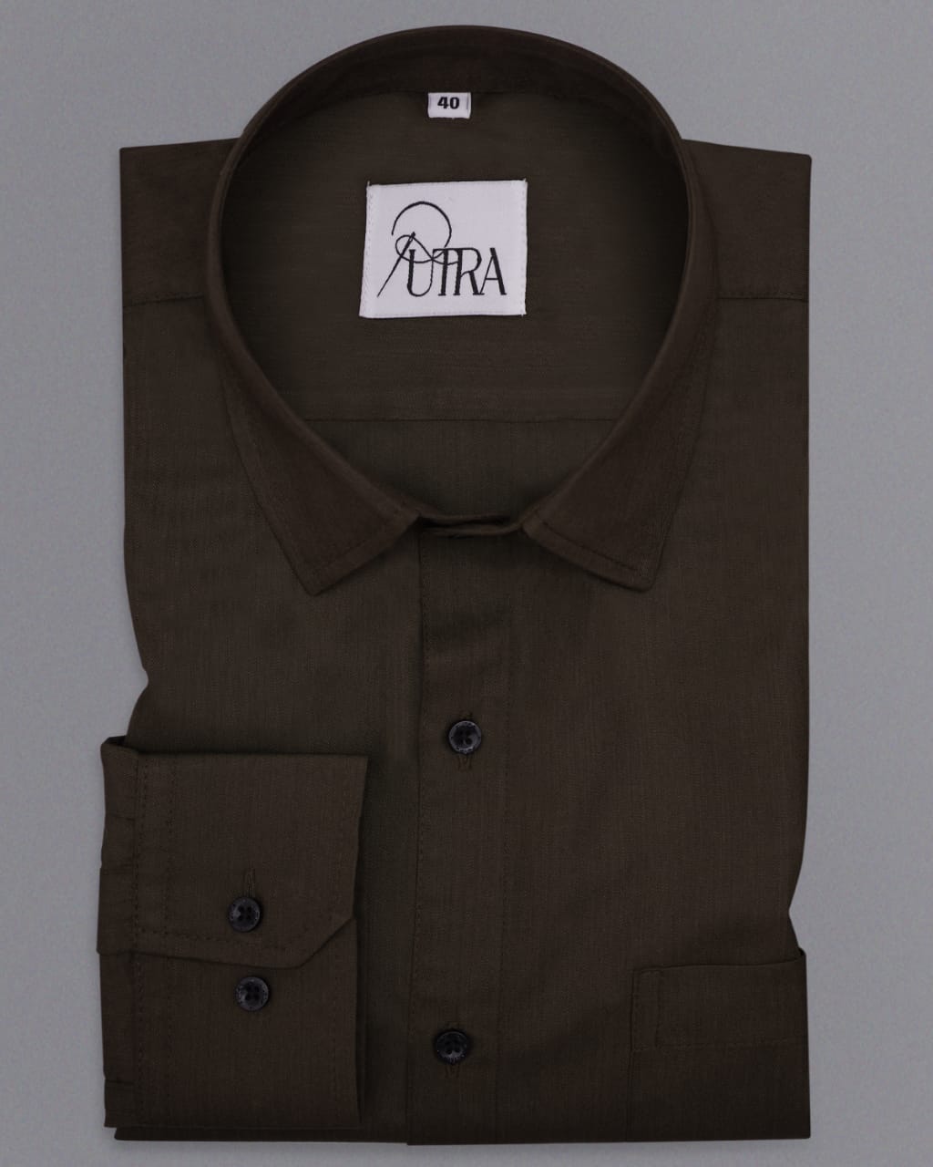 Men&#39;s Warm Brown Polyester Cotton solid Shirt