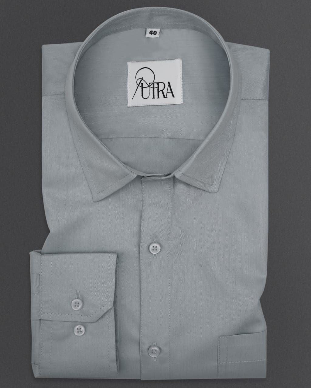 Men&#39;s Modern Light Gray Polyester Cotton solid Shirt