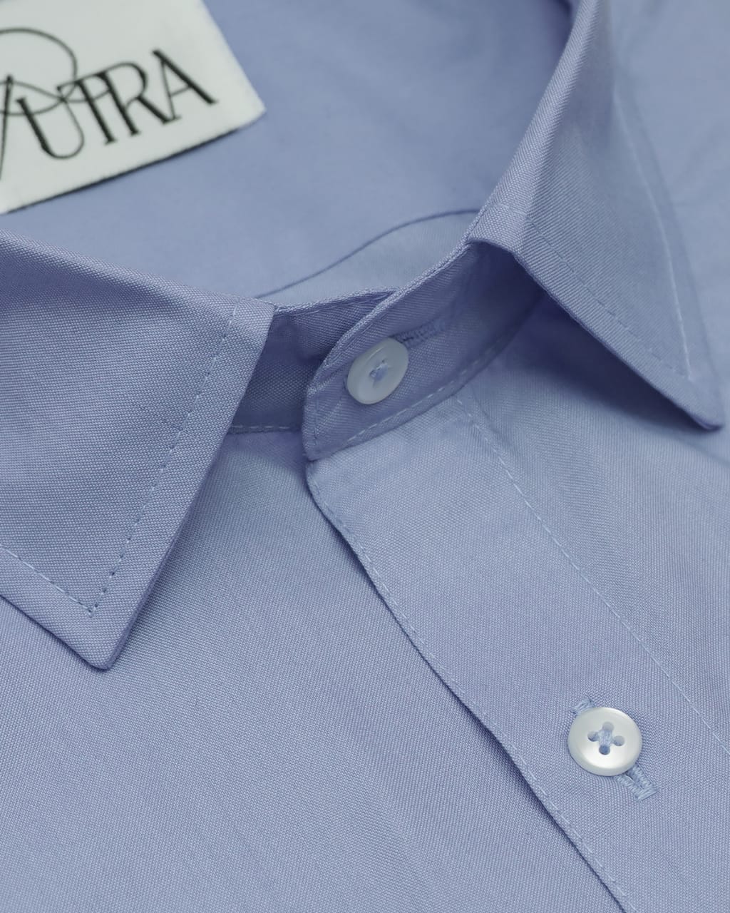 Men&#39;s Classic Blue Polyester Cotton Solid Shirt