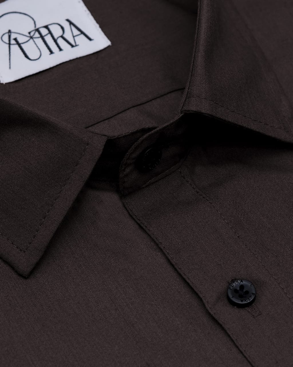 Men&#39;s Rich Dark Brown Polyester Cotton Solid Shirt