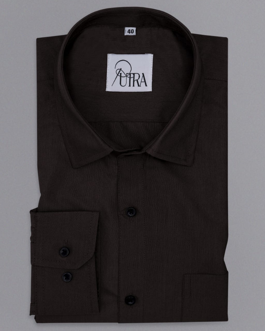 Men&#39;s Rich Dark Brown Polyester Cotton Solid Shirt