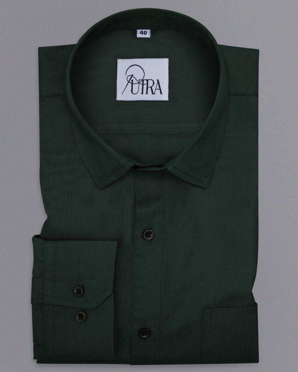 Men&#39;s Premium Green Polyester Cotton Solid Shirt