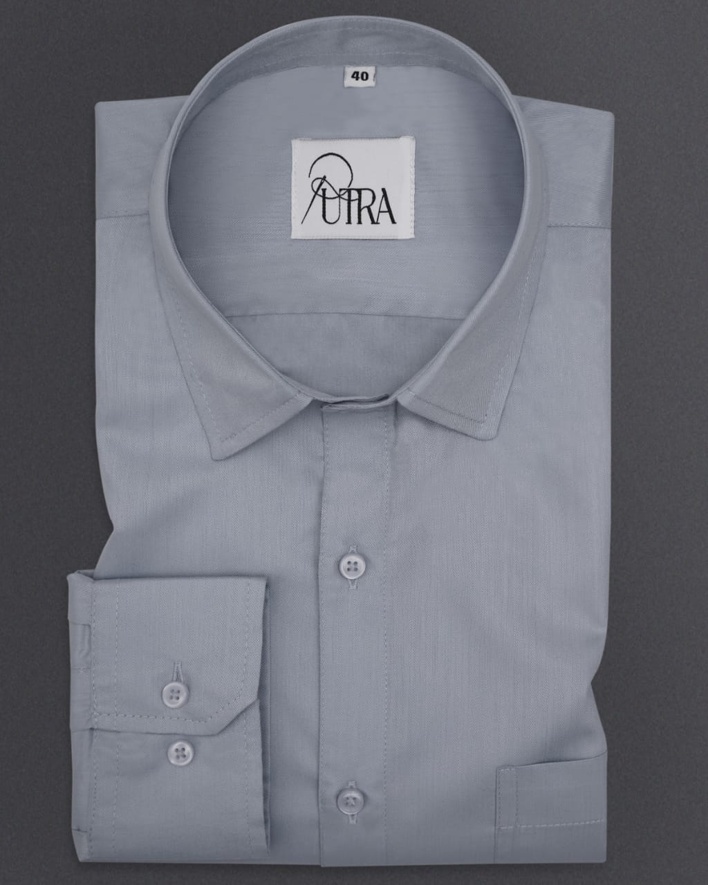 Men&#39;s Refined Grey Polyester Cotton Solid Shirt