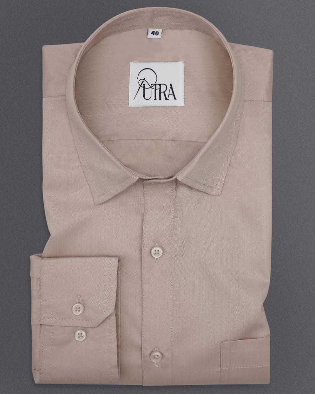 Men&#39;s Light Brown Polyester cotton solid Shirt